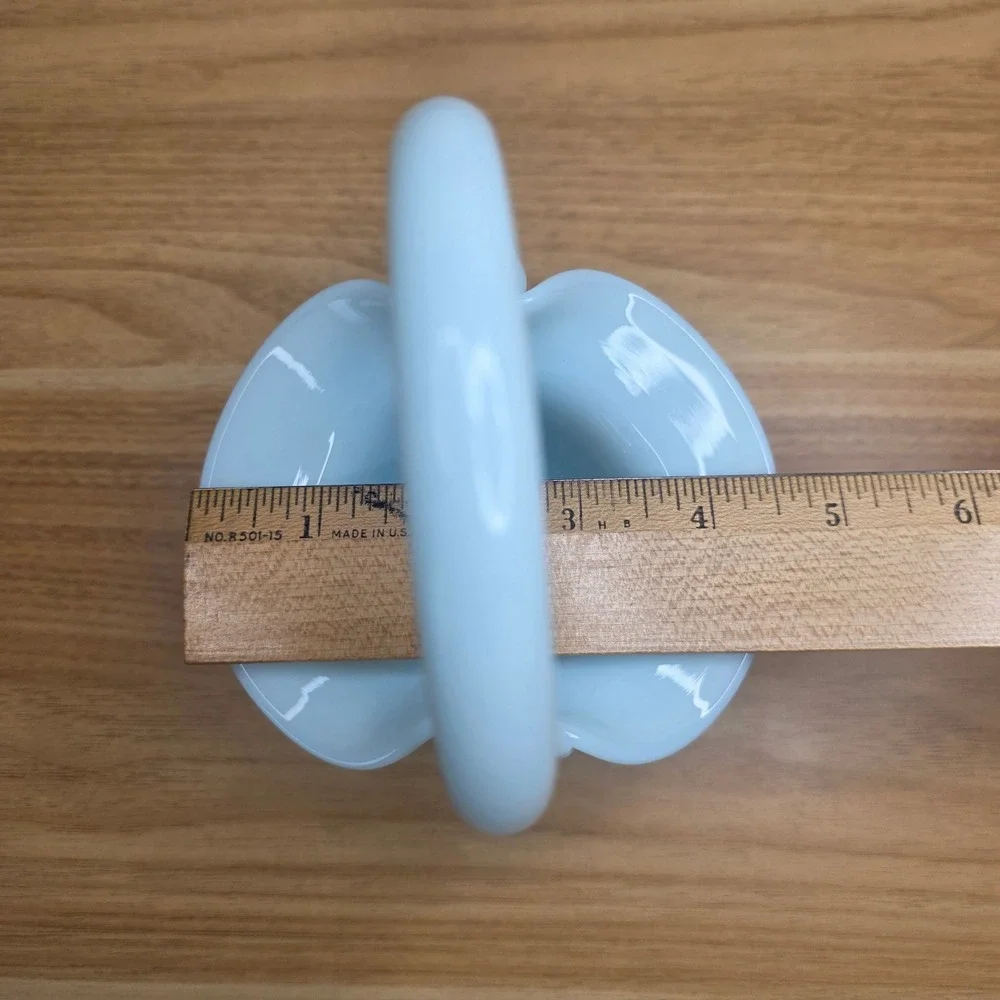 Vintage Fenton Pastel Blue Opaque Milk Glass Paneled Art Glass Basket 7
